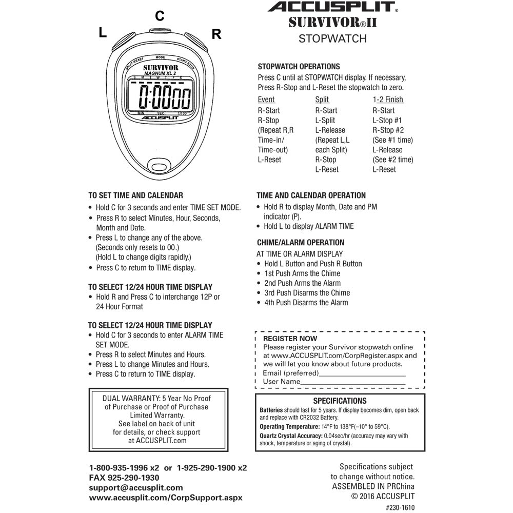 Accusplit Survivor Magnum Stopwatch The Sport Shop New Zealand