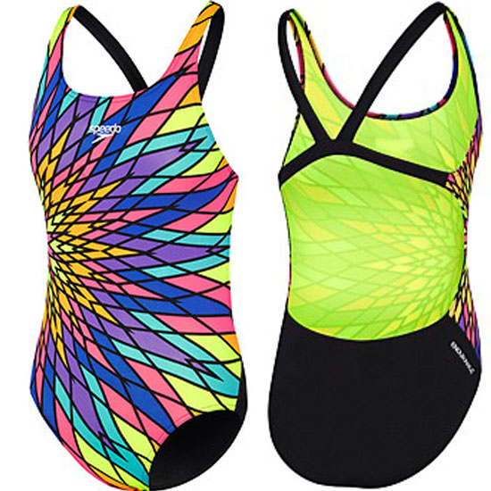 SPEEDO GIRLS PRINTED LEADERBACK GEO FTHR