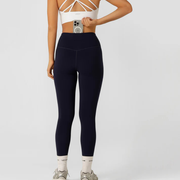 Lorna Jane Lotus No Chafe Phone Pocket Ankle Biter Leggings – French Navy