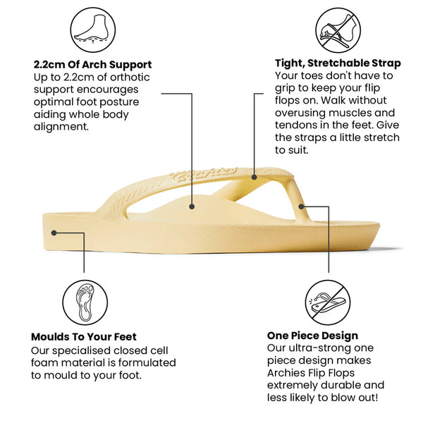 Archies Arch Support Jandals – Lemon Unisex
