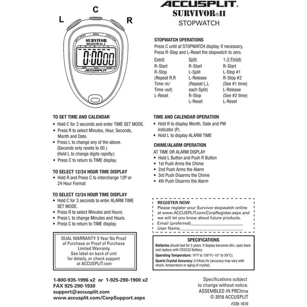 Accusplit Survivor Magnum Stopwatch
