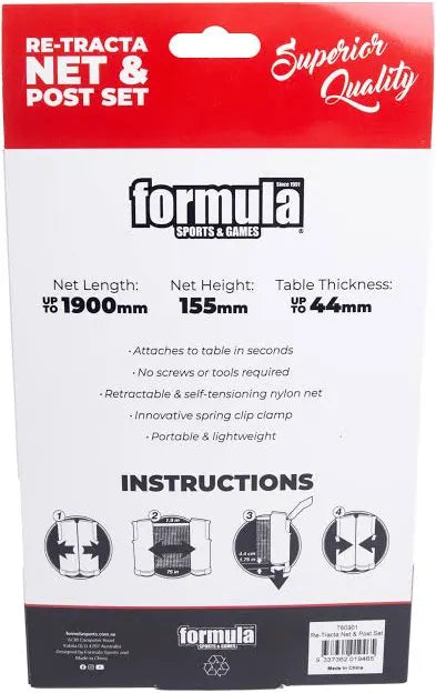 Formula Sport Table Tennis Net & Post Set Re-Tracta