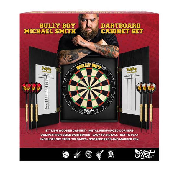 Shot Bully Boy Michael Smith Dartboard Cabinet Set