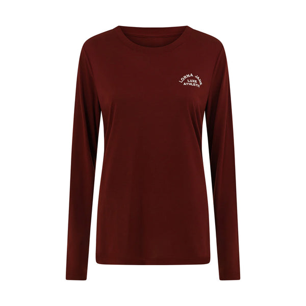 Lorna Jane Lotus Long Sleeve Top - Dark Ruby