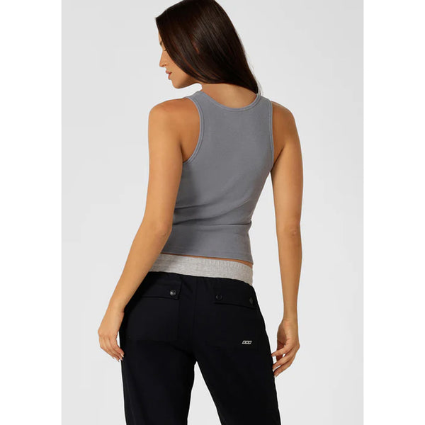 Lorna Jane Original Sport Washed Rib Tank – washed powder grey