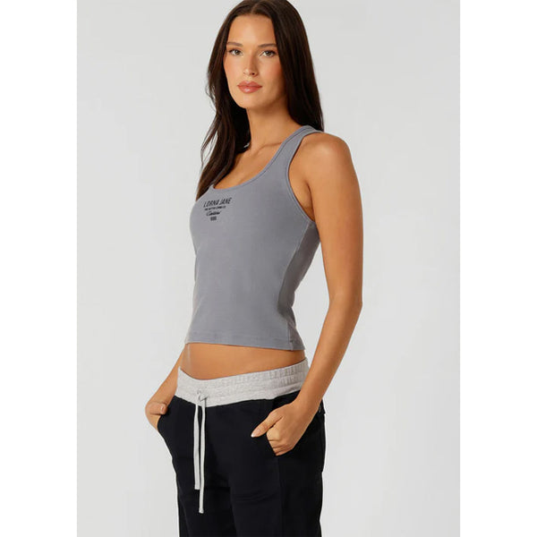 Lorna Jane Original Sport Washed Rib Tank – washed powder grey