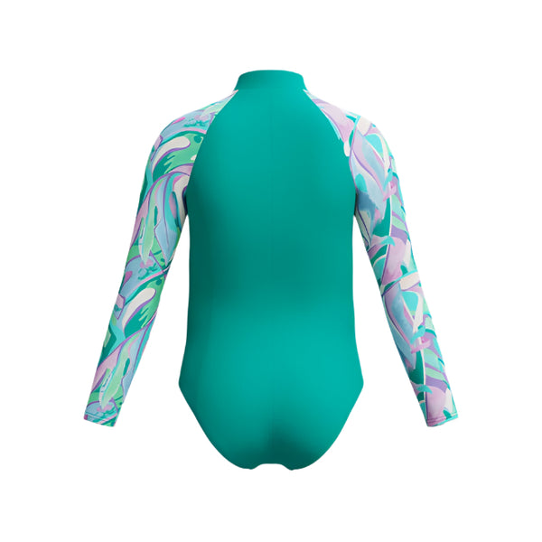 Speedo’s Girls Long Sleeve Swimsuit Turquoise