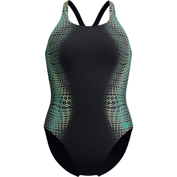 Speedo’s Women's Medalist Printed Swimsuit Black/Green