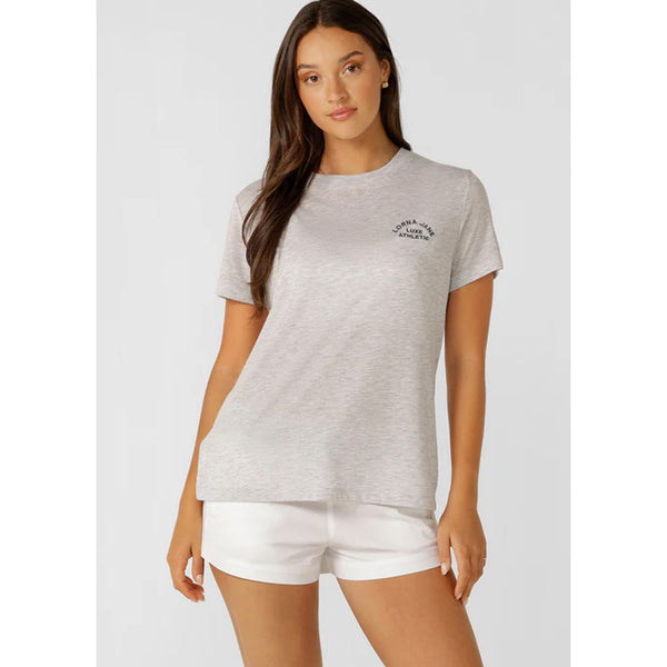 Lorna Jane Lotus T Shirt – Light Grey Marl
