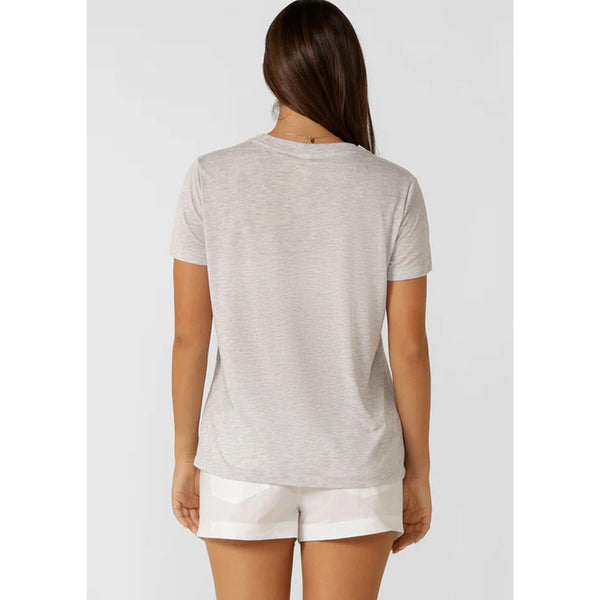 Lorna Jane Lotus T Shirt – Light Grey Marl