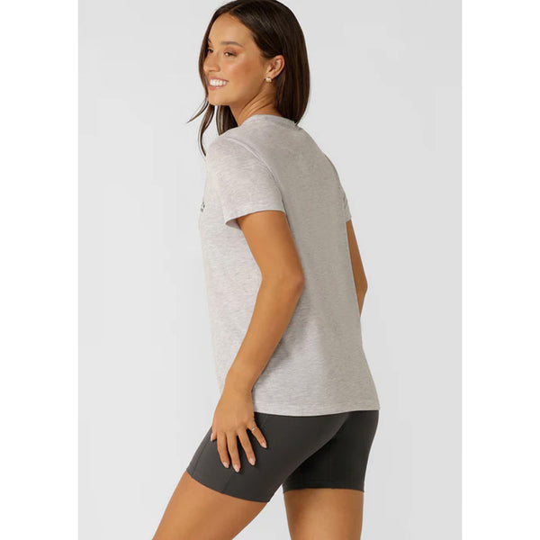 Lorna Jane Lotus T Shirt – Light Grey Marl