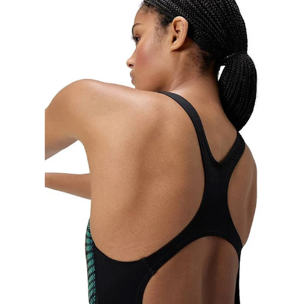 Speedo’s Women's Medalist Printed Swimsuit Black/Green