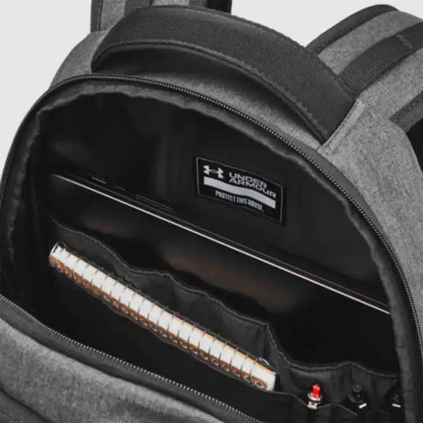 Under Armour Hustle 6.0 Backpack - Black/Heather Grey/Gold