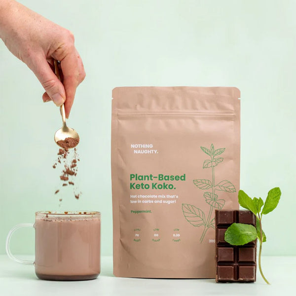 Nothing Naughty Plant-Based Keto Koko Hot Chocolate & Peppermint Mix 300g
