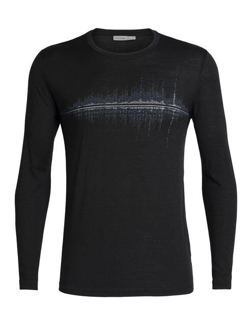 Icebreaker Mens Tech LS Crewe Snow Wave