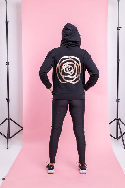 Rose Road Zip Up Hoodie Rose Gold Logo