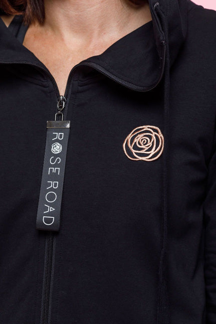 Rose Road Zip Up Hoodie Rose Gold Logo