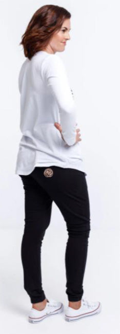 Rose Road LS Tee Stripe & Gold Rose