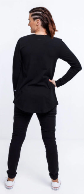 Rose Road LS Tee with Stripe & Gold Rose
