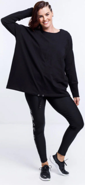 Rose Road Oversized Crew with Black Pane