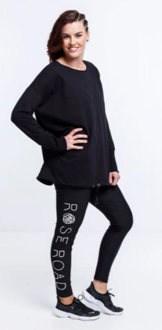 Rose Road Oversized Crew with Black Pane