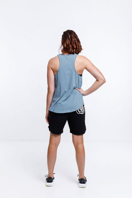 Rose Road Singlet Bluestone Blue Logo