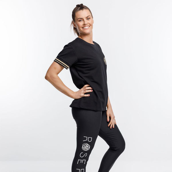 Rose Road Boxy Tee -Gold Cuffs & Badge