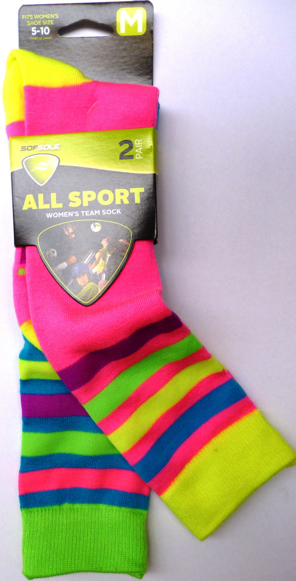 PRINTED KNEEHIGH MULTI STRIP SOCK 2 PAIR