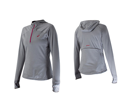 ASICS WOMEN 1/2 ZIP HOODY GREY MAGENTA
