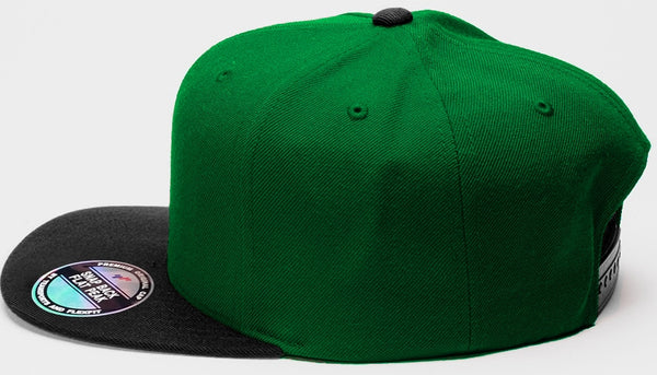 M&N SNAPBACK FLAT PEAK GREEN BLACK CAP