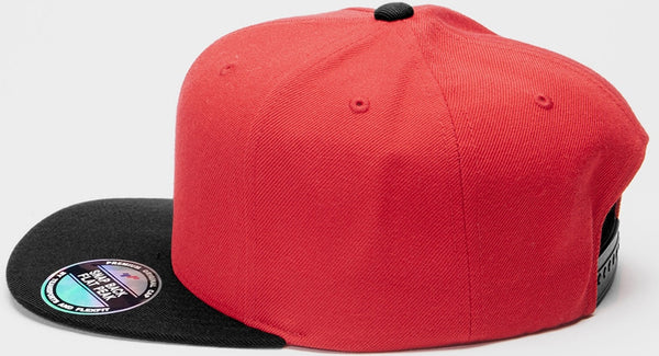 M&N SNAPBACK FLAT PEAK RED BLACK CAP