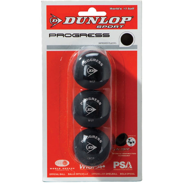 DUNLOP PROGRESS SQUASH BALL RED 3 PK