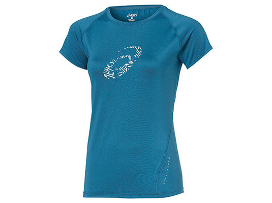 ASICS WMNS GRAPHIC TOP SS MOSAIC BLUE