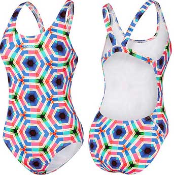 SPEEDO WOMENS KALEIDO LEADERBACK 1 PIECE