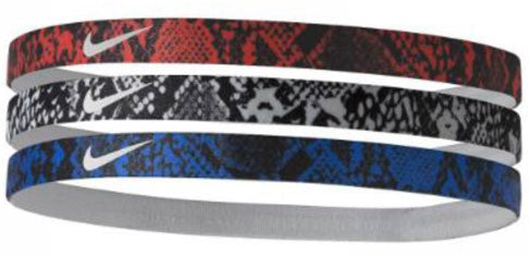 NIKE PRINTED HEADBAND VARIOUS COLOUR 3PK