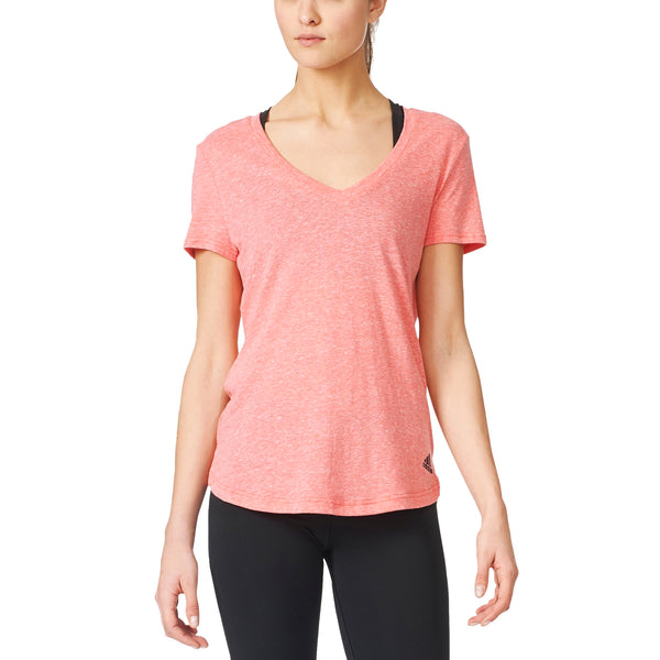 ADIDAS WOMEN'S ATHLETIC LOGO V NECK TEE