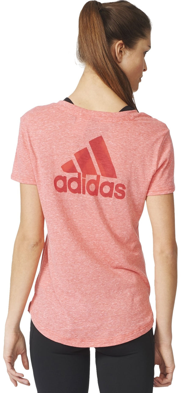 ADIDAS WOMEN'S ATHLETIC LOGO V NECK TEE