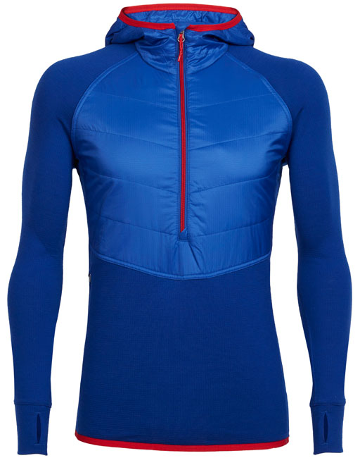 ICEBREAKER MENS ELLIPSE LS HALF ZIP HOOD