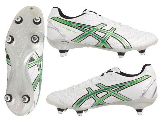 ASICS LETHAL 6 STUDDED WHITE/ GREEN BOOT