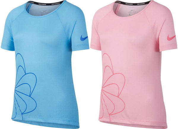 NIKE GIRLS BREATHE SHORT SLEEVED RUN TOP