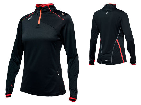 ASICS WOMENS STATEMENT 1/4 ZIP BLACK/RED