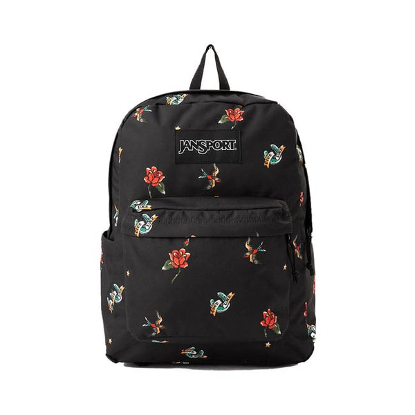 black backpack with roses jansport Superbreak Plus FX Surreal Sensations Signature JS stamped metal zipper pull SuperBreak Plus - Tiny Butterflies