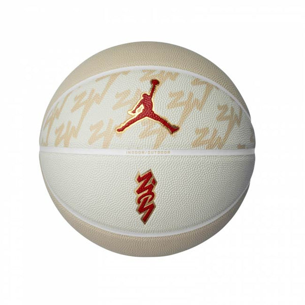 Jordan All Court 8P Z Williamson Basketball - White/Metallic Gold/Red - Size 7