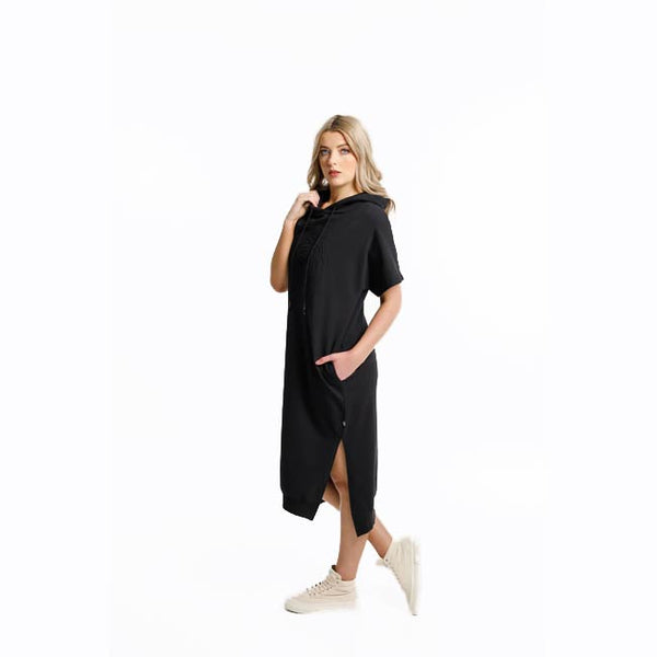 Rose Road Cruz Dress - Black with Large Embossed Rose
