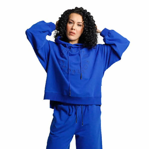 Rose Road Sloppy Joe - Winter Weight - Cyber Blue with Circular Embroidery