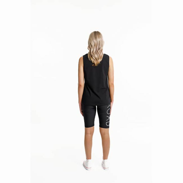 Rose Road Women’s Tank - Black with Flocked RR Chest Print