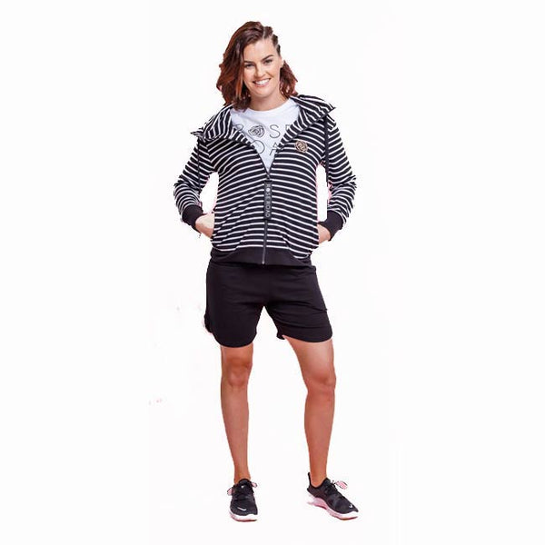ROSE ROAD LS FULL ZIP UP HOODIE STRIPES