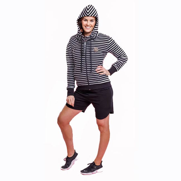 ROSE ROAD LS FULL ZIP UP HOODIE STRIPES