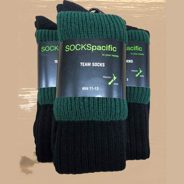 RUGBY TRAINING SOCKS BLACK SOCK/GREEN TOP