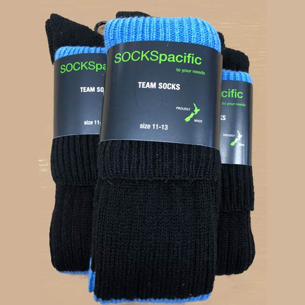 Rugby Training Socks Black Sock/Blue Hoops
